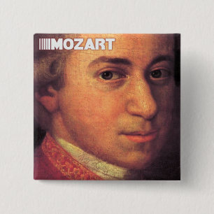 Wolfgang Amadeus Mozart Stuff Vierkante Button 5,1 Cm