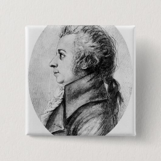 Wolfgang Amadeus Mozart Vierkante Button 5,1 Cm (Voorkant)