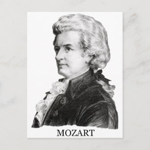 Wolfgang Amadeus Mozart, zwart Briefkaart