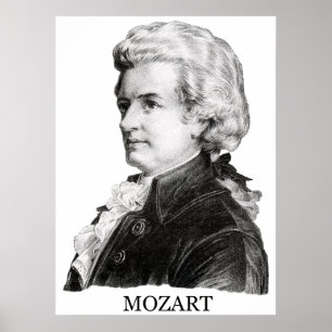 Wolfgang Amadeus Mozart, zwart Poster