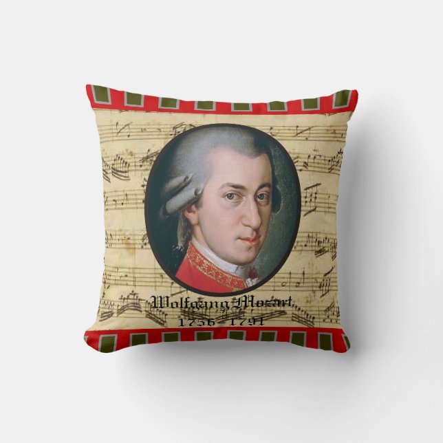 Wolfgang Mozart Music Pillow Kussen (Voorkant)