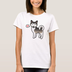 Wolfgrijze Alaskaanse Malamute-hond Liefde-illustr T-shirt