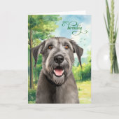 Wolfhound Dog Birthday Wishes Park with Oaks Kaart (Voorkant)
