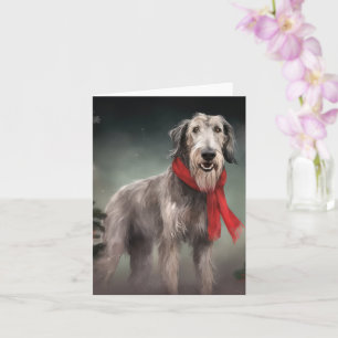 Wolfhound Hond in Sneeuw Kerstmis Kaart