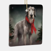 Wolfhound Hond in Sneeuw Kerstmis Keramisch Ornament (Rechts)