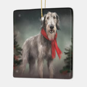 Wolfhound Hond in Sneeuw Kerstmis Keramisch Ornament (Links)