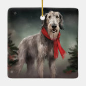 Wolfhound Hond in Sneeuw Kerstmis Keramisch Ornament (Achterkant)