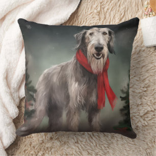 Wolfhound Hond in Sneeuw Kerstmis Kussen