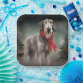 Wolfhound Hond in Sneeuw Kerstmis Papieren Bordje (Feest)