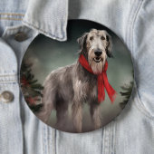 Wolfhound Hond in Sneeuw Kerstmis Ronde Button 6,0 Cm (In situ)