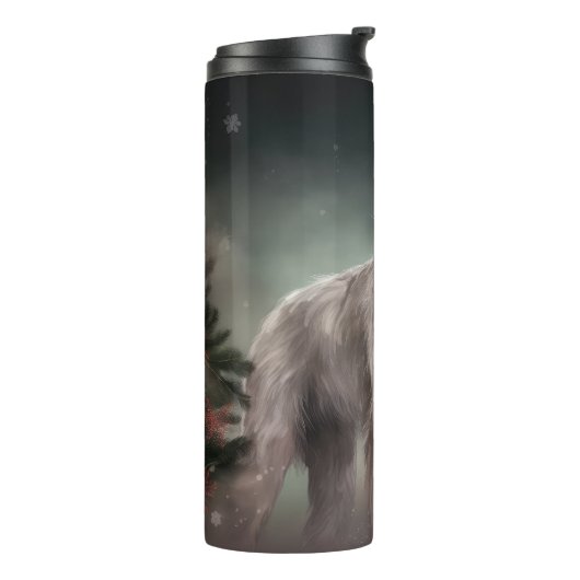 Wolfhound Hond in Sneeuw Kerstmis Thermosbeker (Gedraaid links)