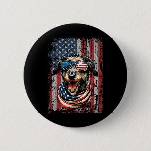 Wolfhound Hondenliefhebber Amerikaanse vlag 4 juli Ronde Button 5,7 Cm