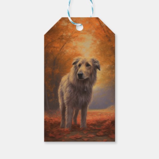 Wolfhound in Herfst laat Herfst inspireren Cadeaulabel (Voorkant)