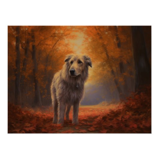 Wolfhound in Herfst laat Herfst inspireren Perfect Poster (Voorkant)