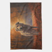 Wolfhound in Herfst laat Herfst inspireren Theedoek (Verticaal)