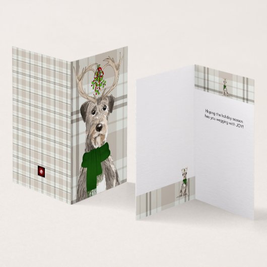 Wolfhound irlandais à Antlers avec un plaid terres (Inside and Outside)