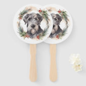 Wolfhound Kerstkrans Feestelijke Pup Handwaaier (Voorkant en achterkant)