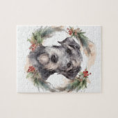 Wolfhound Kerstkrans Feestelijke Pup Legpuzzel (Horizontaal)