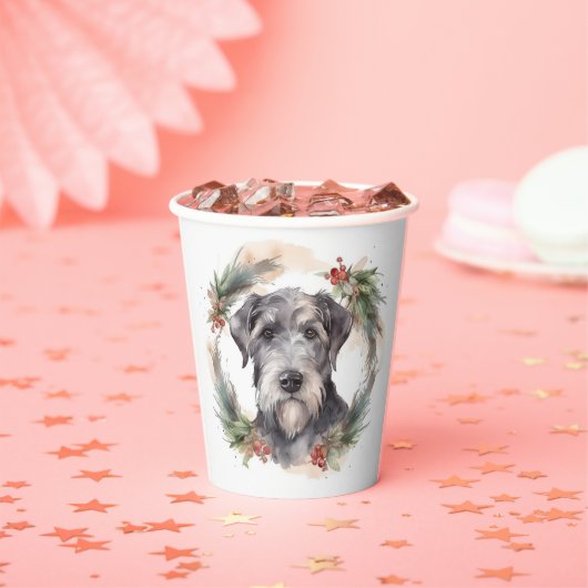 Wolfhound Kerstkrans Feestelijke Pup Papieren Bekers (Insitu)