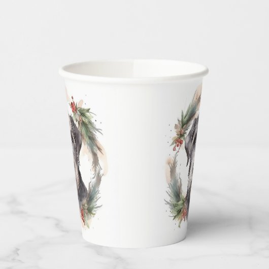 Wolfhound Kerstkrans Feestelijke Pup Papieren Bekers (Links)