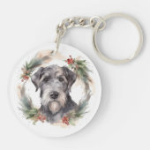 Wolfhound Kerstkrans Feestelijke Pup Sleutelhanger (Achterkant)