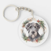 Wolfhound Kerstkrans Feestelijke Pup Sleutelhanger (Voorkant)