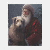 Wolfhound met Sinterklaas Feestelijke Kerstmis Fleece Deken (Voorkant)
