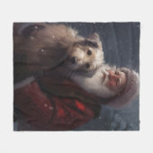 Wolfhound met Sinterklaas Feestelijke Kerstmis Fleece Deken (Voorkant (Horizontaal))