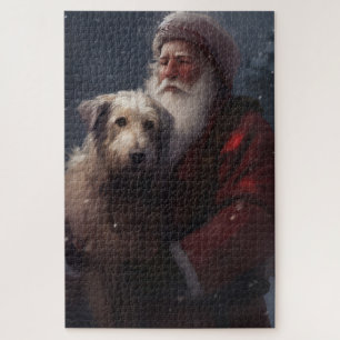 Wolfhound met Sinterklaas Feestelijke Kerstmis Legpuzzel