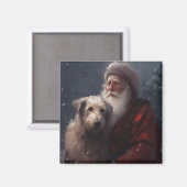Wolfhound met Sinterklaas Feestelijke Kerstmis Magneet (Voorkant / Achterkant)
