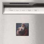 Wolfhound met Sinterklaas Feestelijke Kerstmis Magneet (Insitu (Vaatwasser))