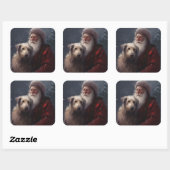 Wolfhound met Sinterklaas Feestelijke Kerstmis Vierkante Sticker (Vel)