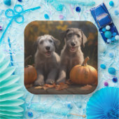 Wolfhound Puppy Herfst Delight Pompoen Papieren Bordje (Feest)