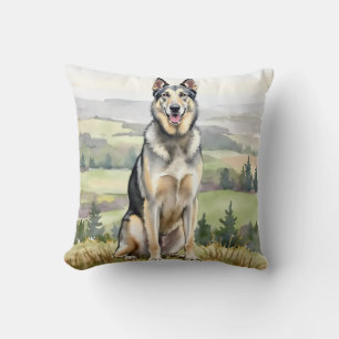 Wolfhound Watercolor Mist Landschaps Kunst Kussen