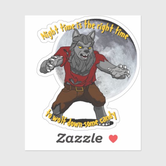 Wolfing down snoep Custom-Cut Vinyl Sticker (Vel)