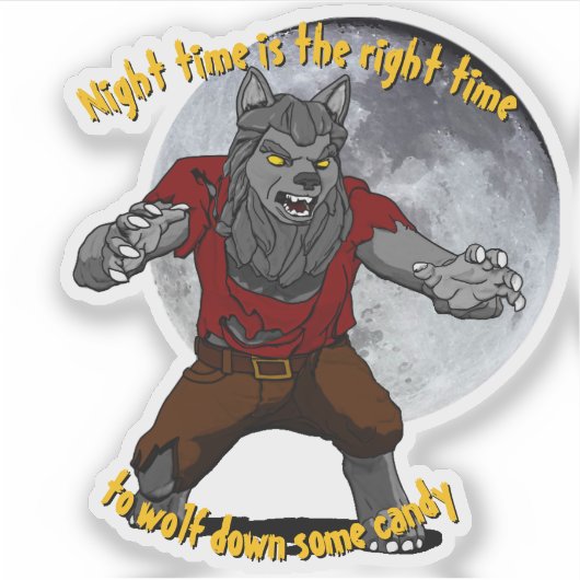 Wolfing down snoep Custom-Cut Vinyl Sticker (Voorkant)