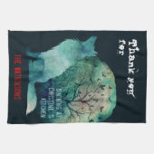 Wolfliefhebbers, donker blauwgroen esthetisch gebr theedoek (Horizontaal)