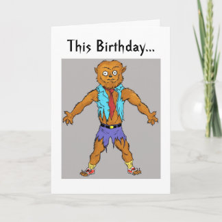 Wolfman Birthday Wishes Card Kaart