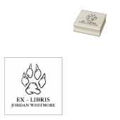 Wolfpootafdruk Ex Libris Aangepaste Naam Rubberstempel (Gestempeld)