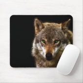 Wolfprofiel met groene ogen ~ bewerkbare achtergro muismat (Met muis)