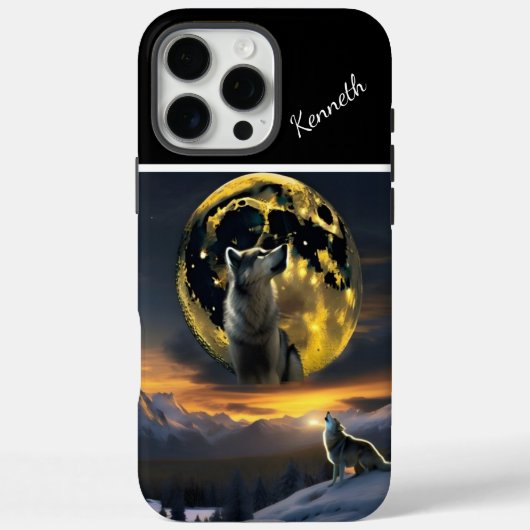 Wolf's Cry Echoes bij de Maan Case-Mate iPhone Case (Achterkant)