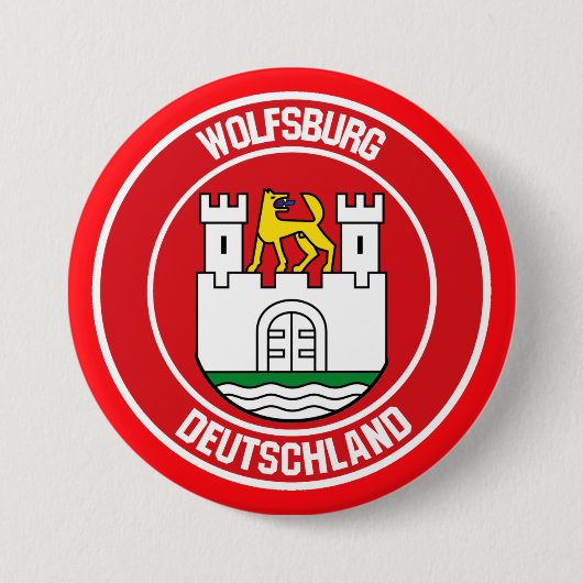 Wolfsburg Round Emblem Ronde Button 7,6 Cm (Voorkant)