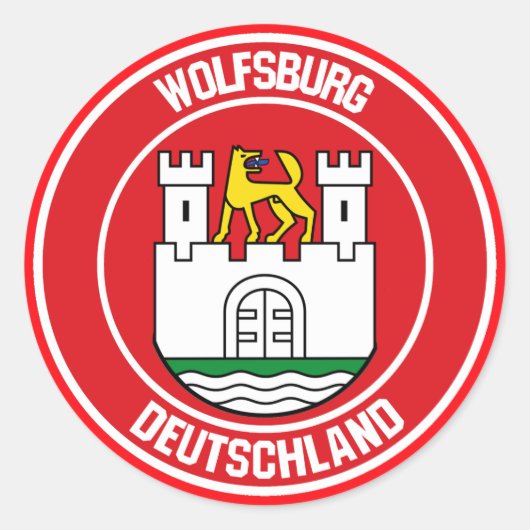 Wolfsburg Round Emblem Ronde Sticker (Voorkant)