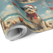 Wolfshond Dog Christmas  Beach Cadeaupapier (Rol Hoek)