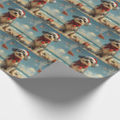 Wolfshond Dog Christmas  Beach Cadeaupapier (Hoek)