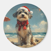 Wolfshond Dog Christmas Beach Magneet (Voorkant)