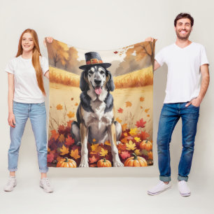 Wolfshond in herfstbladeren dankbaarheid kunst fleece deken