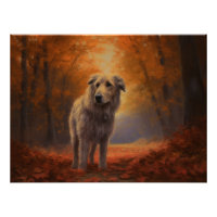 Wolfshond in herfstbladeren val inspireert
