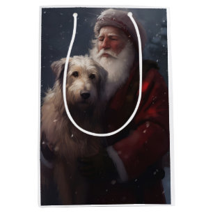 Wolfshond met kerstman Feestelijke Kerstmis Medium Cadeauzakje
