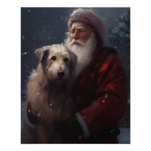 Wolfshond met kerstman Feestelijke Kerstmis Perfect Poster